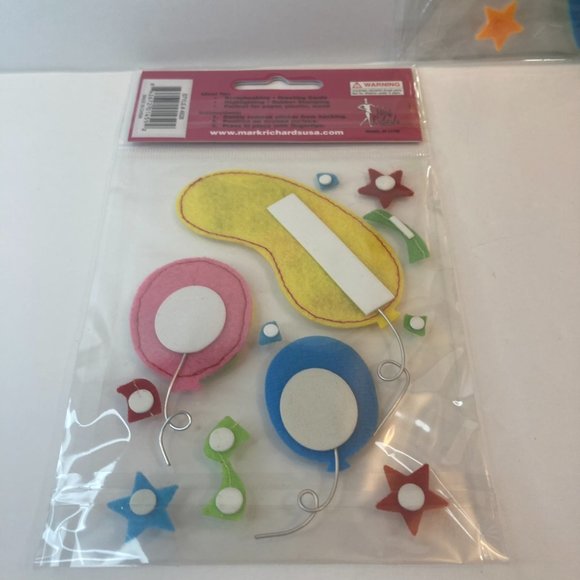 Scrapbook Embellishments Felt Stickers Party Balloon Stars Paper Crafts Cards - Picture 10 of 13